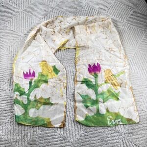 Eva Silk Scarf Bird Flower Batik Naturecore Art Art Deco Cottagecore Boho VTG